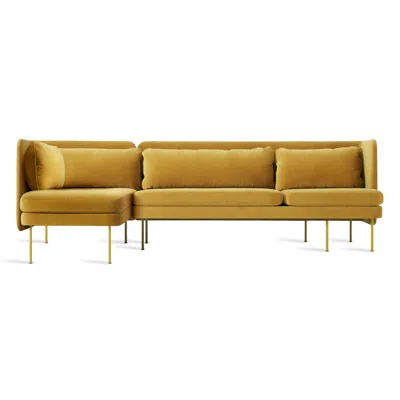 Blu Dot Bloke Sofa With Chaise - Ochre Velvet / Left