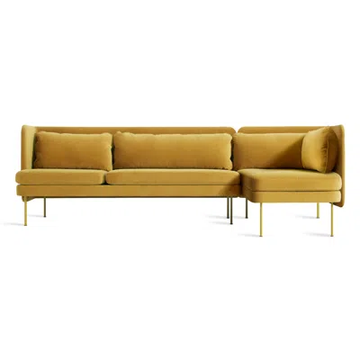 Blu Dot Bloke Velvet Sofa With Right Arm Chaise In Ochre Velvet