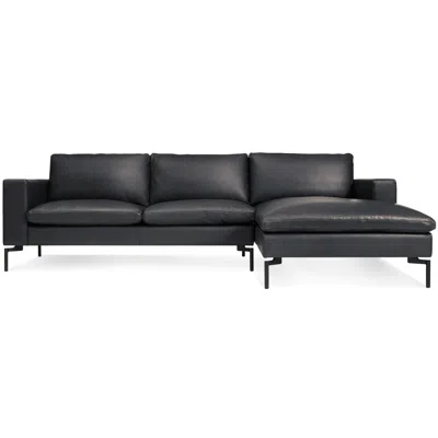Blu Dot Blu Do The New Standard Sofa W/ Right Arm Chaise In Granite Leather/black