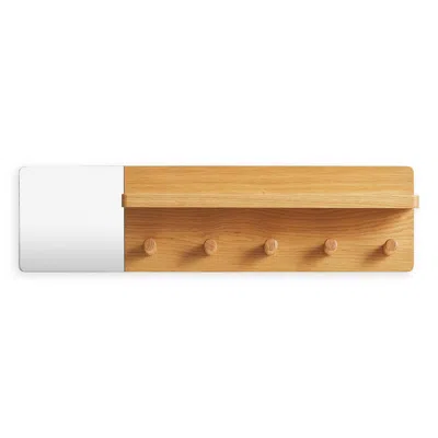 Blu Dot Candid Wall Shelf With Hooks In White Oak