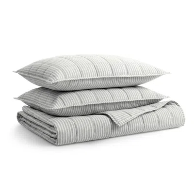 Blu Dot Canfield Stripe Quilt Set - Navy Stripe / Full/queen In Blue