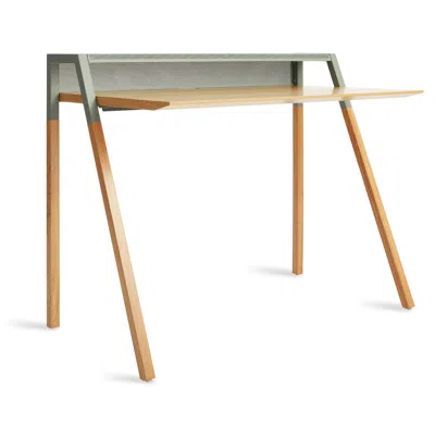 Blu Dot Cant Desk In White Oak/grey Green