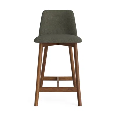 Blu Dot Chip Stool - Counter Stool / Camp Olive / Walnut