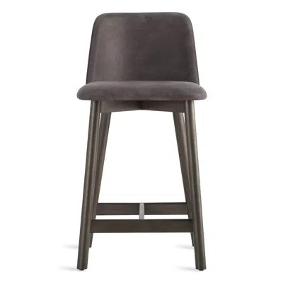 Blu Dot Chip Stool - Counter Stool / Slate Leather / Smoke