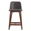 Blu Dot Chip Stool - Counter Stool / Slate Leather / Walnut