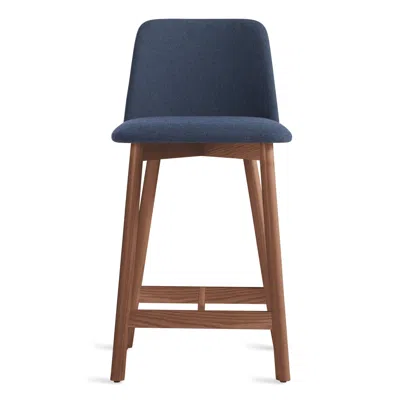 Blu Dot Chip Stool - Counter Stool / Toohey Navy / Walnut