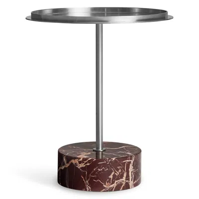 Blu Dot Chit Chat Side Table In Stainless/cherry Marble