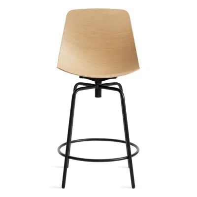 Blu Dot Clean Cut Swivel Counter Stool In White Oak