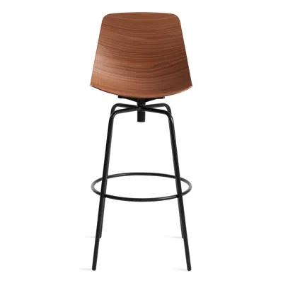 Blu Dot Clean Cut Swivel Stool - Barstool / Walnut In Brown