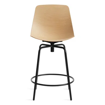 Blu Dot Clean Cut Swivel Stool - Counter Stool / White Oak In Brown