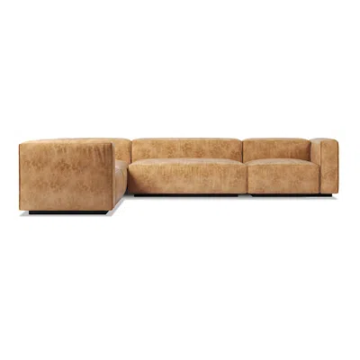 Blu Dot Cleon Large Sectional Sofa - Camel Leather / Right In Brown