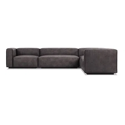 Blu Dot Cleon Large Sectional Sofa - Slate Leather / Left