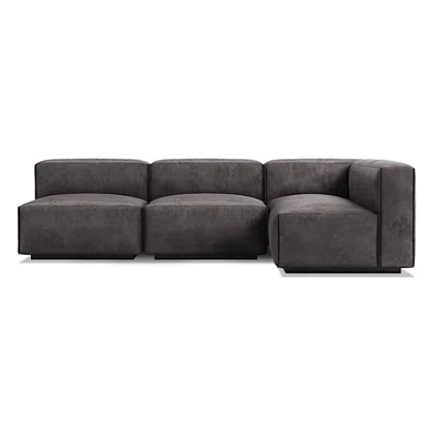 Blu Dot Cleon Medium Left Sectional Sofa In Slate Leather