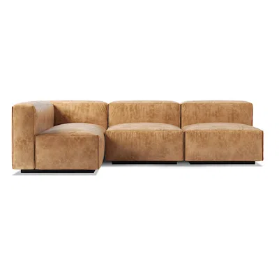 Blu Dot Cleon Medium Right Sectional Sofa In Camel Leather