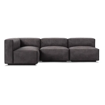 Blu Dot Cleon Medium Right Sectional Sofa In Slate Leather