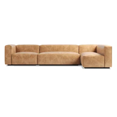 Blu Dot Cleon Medium+ Sectional Sofa - Camel Leather / Left In Brown