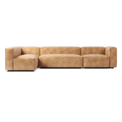 Blu Dot Cleon Medium+ Sectional Sofa - Camel Leather / Right In Brown