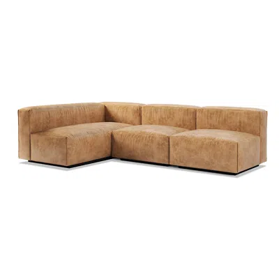 Blu Dot Cleon Medium Sectional Sofa - Camel Leather / Right In Brown
