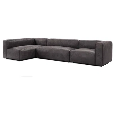 Blu Dot Cleon Medium+ Sectional Sofa - Slate Leather / Right