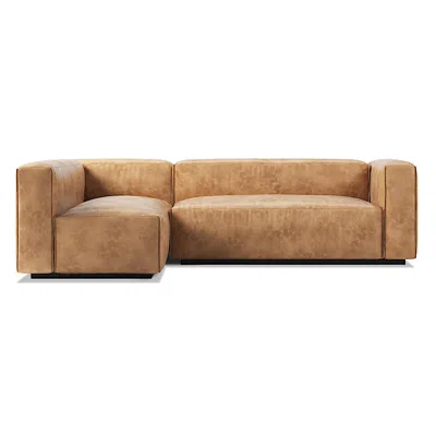 Blu Dot Cleon Small Sectional Sofa - Camel Leather / Right In Brown