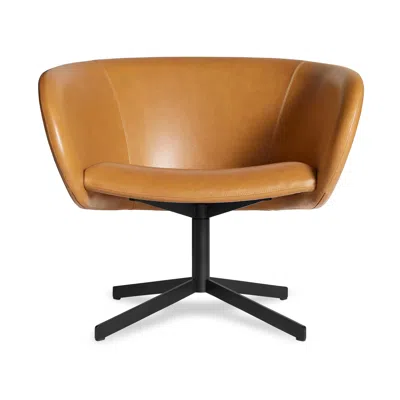 Blu Dot Close Encounter Swivel Lounge Chair In Canyon Leather
