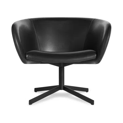 Blu Dot Close Encounter Swivel Lounge Chair In Onyx Leather