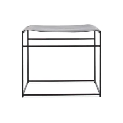 Blu Dot Common Leather Sling Stool In Black/night Leather