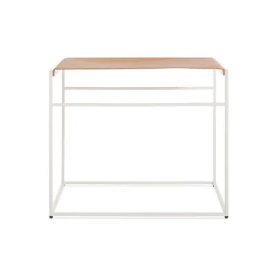 Blu Dot Common Leather Stool - White / Day Leather