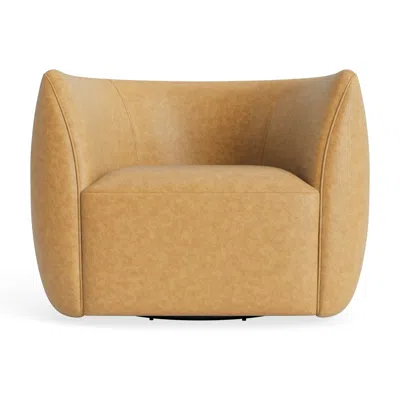 Blu Dot Council Swivel Lounge Chair - Camel Leather In Brown