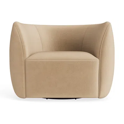 Blu Dot Council Swivel Lounge Chair - Camel Velvet