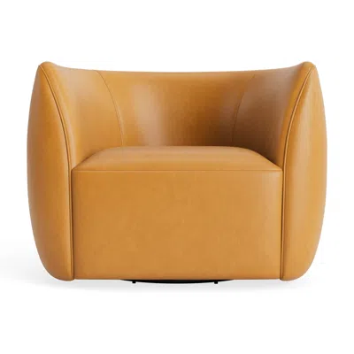 Blu Dot Council Swivel Lounge Chair - Canyon Leather In Brown
