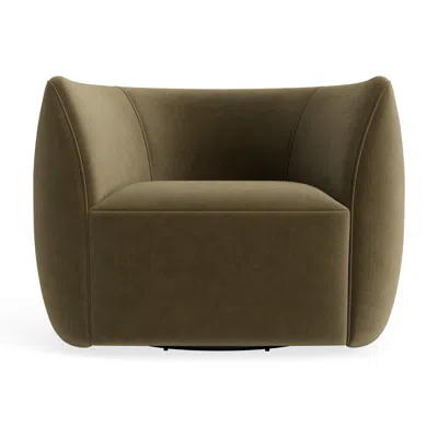 Blu Dot Council Swivel Lounge Chair - Moss Velvet In Green