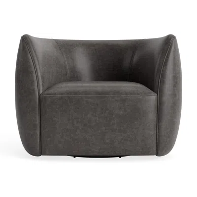 Blu Dot Council Swivel Lounge Chair - Slate Leather