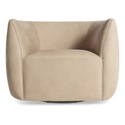 Blu Dot Council Swivel Lounge Chair In Stone Leather