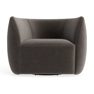 Blu Dot Council Swivel Lounge Chair - Storm Velvet In Gray