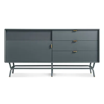 Blu Dot Dang 1 Door / 3 Drawer Console In Marine Blue