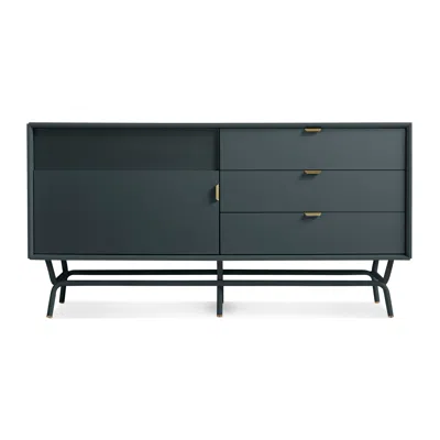 Blu Dot Dang 1 Door / 3 Drawer Console In Navy Green