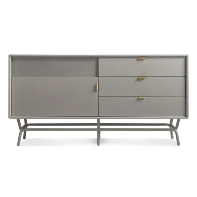 Blu Dot Dang 1 Door / 3 Drawer Console In Risk-averse Grey