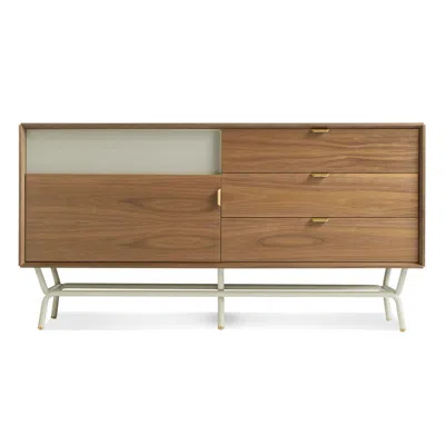 Blu Dot Dang 1 Door / 3 Drawer Console - Walnut / Putty Grey In Brown