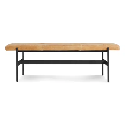 Blu Dot Daybench In Camel Leather/oblivion