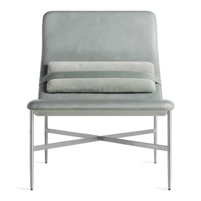 Blu Dot Deep Thoughts Leather Lounge Chair - Breezy Blue Leather