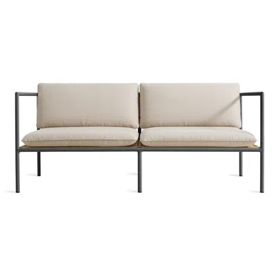 Blu Dot Dog Days Outdoor 2 Seat Sofa In Sunbrella Linen/charcoal