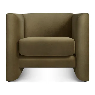 Blu Dot Double Down Lounge Chair - Moss Velvet In Green