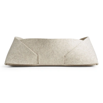 Blu Dot Double Tuck Large Felt Basket In Heathered Off White