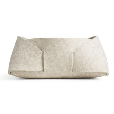 Blu Dot Double Tuck Medium Felt Basket In Heathered Off White