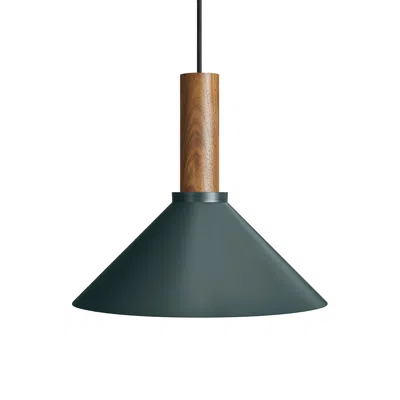 Blu Dot Emblem Medium Pendant Light In Navy Green/walnut