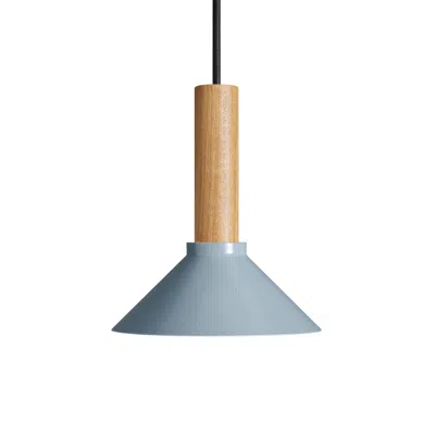 Blu Dot Emblem Small Pendant Light - Grey Blue / White Oak