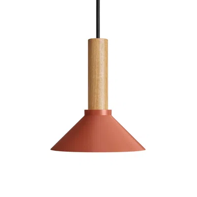 Blu Dot Emblem Small Pendant Light - Tomato / White Oak