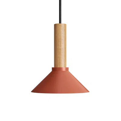 Blu Dot Emblem Small Pendant Light In Tomato/white Oak
