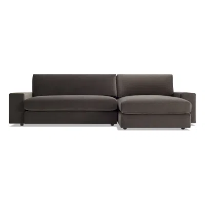 Blu Dot Esker Sofa With Chaise - Storm Velvet / Right In Gray